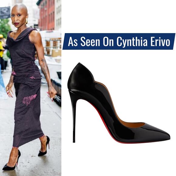 Christian Louboutin Hot Chick 100 Patent Leather Pump Black Size 38.5 - Picture 1 of 13